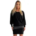 Mississhop Partykleid Damen Minikleid festlich Glitzer Kleid Pulli Tunika S M L XL XXL 9531 schwarz XL (42)
