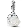 Pandora Charm Blume 793200C01 Charm-Anhänger Weiße Blühende Rose Zirkonia Silber