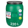 Garronda 220 Liter Deckelfass Weithalsfass aus HDPE Regenfass für Garten Fass Regenwassertonne Futtertonne Universalfass Wasserfass Regentonne Lebensmittelfass Wassertank GD-0078, Grün
