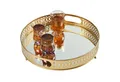 Marrakesch Orient & Mediterran Interior Dekotablett Spiegeltablett Serviertablett Deko Tablett Rund Nikita Gold (1 St), Handarbeit