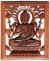 Wogeka - 30 cm Buddha Meditation Relief - Handarbeit aus Holz geschnitzt Feng Shui Wand Deko Rel35