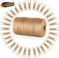 Garten Dekoseil mit 100 Wäscheklammern Holz Bastelschnur Jute multifunktional