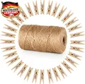 Garten Dekorationsset mit Holzklammern und Juteschnur für kreative Fotowände