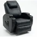 Elektrisch Massagesessel Relaxsessel Heizung Massage Liegefunktion Fernsehsessel Wärmefunktion TV Sessel USB Polstersessel Schwarz - Schwarz