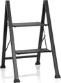 hjh OFFICE Klappleiter 2 Stufen SOLID W5 Aluminium, Stahl Leiter klappbar, Stehleiter, Haushaltsleiter bis 150 kg belastbar