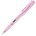 Lamy safari lightrose Füller - Füllhalter mit ergonomischem Griff & polierter Stahlfeder in Strichbreite M – robuster ASA-Kunststoff - inkl. Tintenpatrone T 10 blau - Rechtshänder