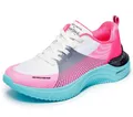 Skechers Snoop Ace Cyber Walker-Sneaker für Damen, Weiß, Schwarz und Rosa, Netzstoff, Hot Melt Blue Tr, 39 EU