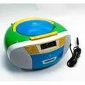 SCHWAIGER 661644 CD-Player mit Kassette und Radio MP3 USB Anschluss FM Radio AUX Kopfhörer Boombox Netz- und Batteriebetrieb Display tragbar bunt - Bunt
