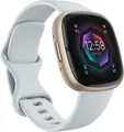 Fitbit Sense 2 - Soft Gold Aluminium - intelligente Uhr mit Band - Blue Mist - Bandgröße: S - NFC, Bluetooth