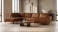 OTTO home Wohnlandschaft XXL Sofa Oland, Struktur, Flachgewebe, Luxus-Microfaser, Boucle, U-Form, 345 cm, Wellenunterfederung, Skandi-Design, Metallfüße
