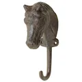 MACOSA SA054 Wand-Haken Vintage Retro Pferdekopf Deko Dunkelrostfarben lackiert Nostalgie Garderoben-Haken Kleiderhaken Handtuchhaken Schlüssel-Haken