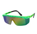 Metamorph Kostüm 80er Schnelle Brille neon-grün, Egal ob 90er Jahre Radprofi oder Leipziger Rapper: Mit der Brille bist