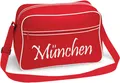 multifanshop Retrotasche - München rot - Schriftzug, rot/weiß, Größe one size