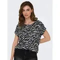 ONLY Kurzarmshirt ONLMOSTER – Shirt mit Animal-Print und lockerem Schnitt animal-print, modisch, loose fit, Viskosemischung, Rundhals weiß M (38)
