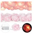 Relaxdays 2x Rosen Lichterkette rosa Pink,Transparent