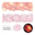 Relaxdays 2 x Rosen Lichterkette, 20er LED Lichterkette Batterie, Hochzeit, Verlobung & Valentinstag, warmweiß, Deko, rosa