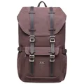 KAUKKO Vintage Canvas Rucksack Damen Herren Baumwolle Daypack mit Laptopfach für 15 Zoll Notebook für Schule, Uni, Reisen, Wandern, 22L, Coffee