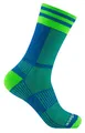 Wrightsock - 1 Paar Herren/Damen Profi Sportsocke, Laufsocke, Modell Coolmesh II, in blau grün, Anti-Blasen-System, doppel-lagig, Crew (wadenhoch), Gr. M