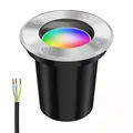 ledscom.de Boden-Einbauleuchte BOLI für außen Edelstahl rund IP67 108mm Ø inkl. Smart Home RGBW GU10 LED Lampe, 5,41W, 473lm