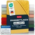 Blumtal Spannbettlaken 200x200 cm – Atmungsaktives Mikrofaser Bettlaken in Spicy Mustard – Weiches Spannbetttuch für angenehme Nächte - Gelb