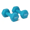 Amazon Basics Hantel-Set, Neoprenbeschichtung, 6 kg, Cyan