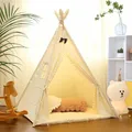 LIONHERZ® DAS ORIGINAL Tipi Zelt für Kinder aus 100% Baumwolle mit Matte, Stabilisator, Federdeko & Tasche [Stabil] Spielzelt Kinderzimmer | Indoor Kinderzelt| Spielhöhle Tippi Zelt (Cremeweiß)