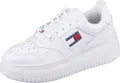 Tommy Hilfiger Jeans Weiße Leder -Basketball -Turnschuhe mit Plattformsohle – 41
