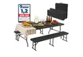 Albatros International Bierzeltgarnitur Albatros Bierzeltgarnitur Rattan – robuste Biertischgarnitur, (für bis zu 10 Personen), Klappbar und hohe Tragkraft – Set aus 2x Bierbank und 1x Biertisch