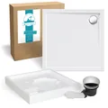 Duschwanne Komplettset 90 x 90 x 2,5 cm bodengleiche Brausewanne flach robust