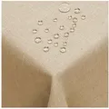 DecoHomeTextil Heimtextilmanufaktur Tischdecke Leinen Optik Tischdecke Tischtuch Abwaschbar Wasserabweisend beige Eckig 160 x 160 cm