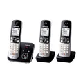 Panasonic KX-TG6863GB Schnurlostelefon mit 3 Mobilteilen und Anrufbeantworter (Bis zu 1.000 Rufnummern sperren, übersichtliche Schriftgröße, lauter Hörer, Voll-Duplex Freisprechen) schwarz-silber