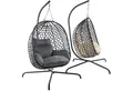 Goods+Gadgets Hängestuhl Polyrattan Hängestuhl mit Gestell und Kissen–Komfort für Innen & Außen (Hängekorb Sessel), Schwebeliege Rattan Outdoor & Indoor Relax Hängeliege