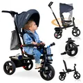 Lionelo Haari Dreirad Kinderdreirad Kinder Lenkstange Fahrrad Baby Kinderwagen Blau