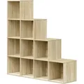Woltu Regale, Eiche, Holzwerkstoff, 10 Fächer, Rechteckig, 120x120x30 cm, Wohnzimmer, Regale, Bücherregale