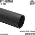 16 x 1,5 mm PVC Klebe Fitting Druck Kunststoff Rohr grau - 1 m Fixlänge - PN 20 ...