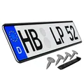 Kennzeichenhalter Rahmenlos ohne sichtbare Befestigungpunkte Kfz-Kennzeichen Halter Halterung Schwarz 1 Stück