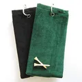 Golftuch/Golf Towel - 2er Set - tri-fold - schwarz & dunkelgrün - 100% Baumwolle