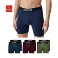 SNOCKS Boxershorts Enge Unterhosen mit längerem Bein Herren Männer (6-St., 6 Stück) aus Bio-Baumwolle, ohne kratzenden Zettel, bequem durch längeres Bein blau|rot 2XL