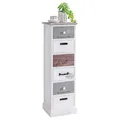 CARO-Möbel Standregal Aviano mit 6 Schubladen, kleine Kommode im Vintage Stil, Schubladenkommode im Shabby Look, Weiß, 29 x 91 x 27 cm