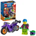 LEGO 60296 City Stuntz Wheelie-Stuntbike Set mit Schwungradantrieb, Motorrad und Stuntwoman-Minifigur, Spielzeug für Kinder ab 5 Jahren