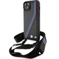 CG Mobile BMW BMHCP15S23PSVTK Hülle für iPhone 15/14 / 13 Schwarz hardcase M Edition Carbon Tricolor Lines & Strap