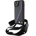 Hülle für iPhone 15 BMW M Edition Carbon Tricolor Lines & Strap