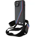 BMW M Edition Carbon Tricolor Lines & Strap Case für iPhone 15, Schwarz