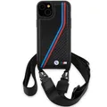 BMW iPhone 15, 14, 13 Hülle Case Cover M Power Carbon Tricolor Lines & Strap