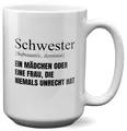 XL Tasse Schwester Geschenk Geburtstag Weihnachten Geschwister Mädchen Frauen