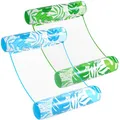 Sloosh 2 Packungen Hängematte Pool Floats Erwachsene, 4 in 1 Mehrzweck Aufblasbare Pool Floats PVC Wasser Hängematte Lounge Floaties(Blau,Grün)