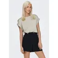 ONLY Kurzarmshirt ONLLIEKE S/S SATIN MIX TOP WVN NOOS regular fit, Web, Polyester, Rundhals, unifarben beige M (38)