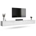 Planetmöbel West TV-Schrank, Fernsehtisch 280 cm lang, TV-Board hängend oder stehend, Fernsehschrank für Wohnzimmer, 2X TV Möbel 37,8 x 140 x 30 cm, weiß