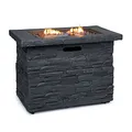Blumfeldt Anafi Gas-Feuerstelle, Heizstrahler Gas mit 40.000BTU/13kW, Feuerstelle mit Abdeckung, Edelstahlbrenner, Heizstrahler & Feuerstellen, dunkelgrau