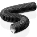 HG Power 150mm Abluftschlauch, 5m Flexibel PVC Alurohr Lüftungsschlauch Schallgedämmter Alu Flex-Schlauch Abluftrohr für Wachstumszelt Trockner Mobile Klimaanlage Abluftventilator, Schwarz